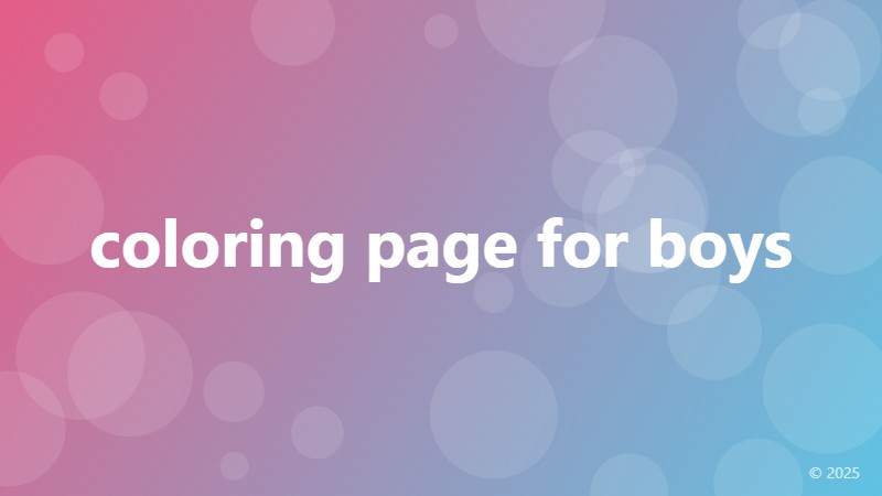 coloring page for boys