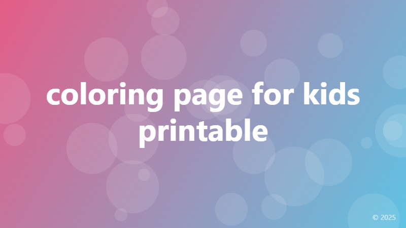 coloring page for kids printable