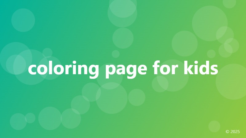 coloring page for kids