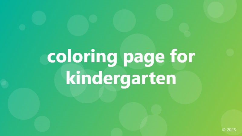 coloring page for kindergarten