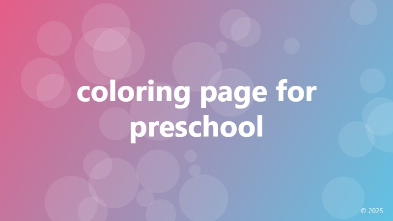 coloring page for preschool
