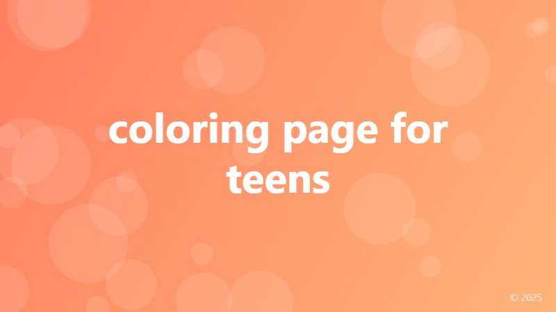 coloring page for teens