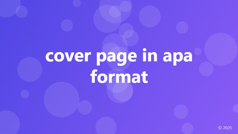 cover page in apa format