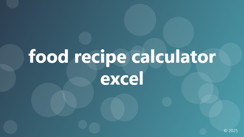 food recipe calculator excel