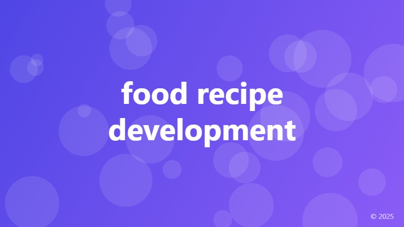 food recipe development