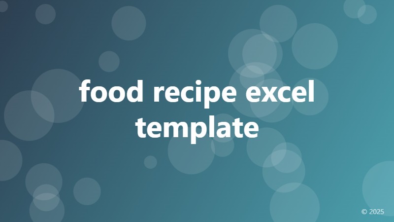 food recipe excel template