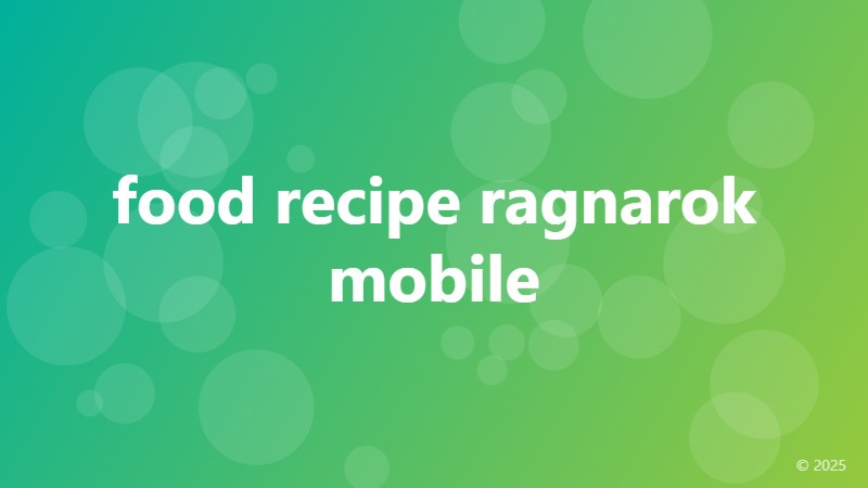 food recipe ragnarok mobile